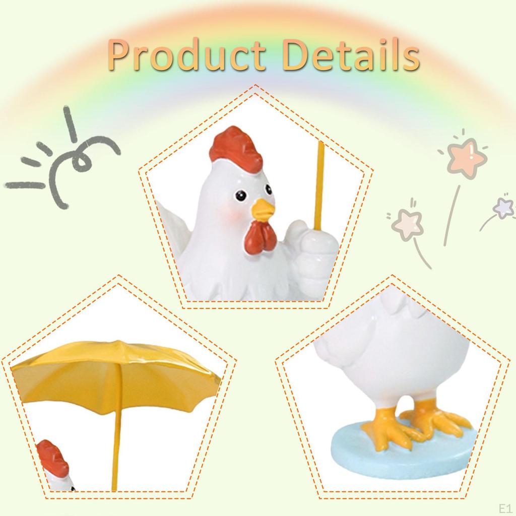 Chicken Garden Statue Chick Figurine Art Crafts Collectible Animal Yard Sculpture for
