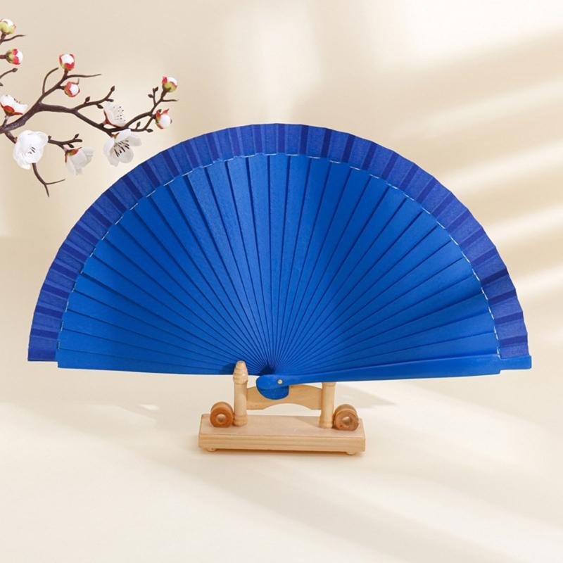 Traditional Wooden Hand Fan Classical Vintage Spanish Solid Color Folding Fan
