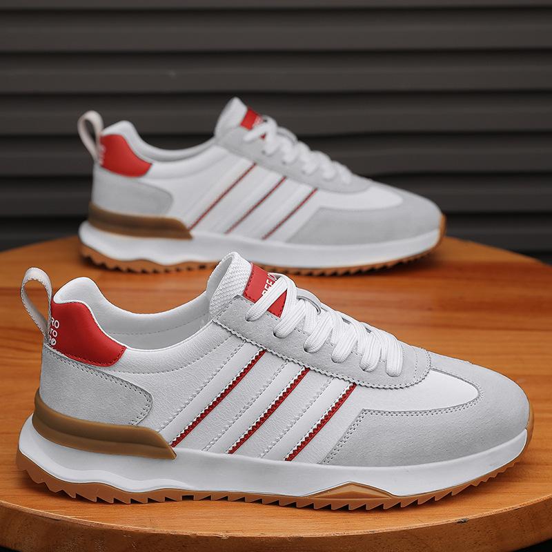 Spring new casual leather running trendy shoes thick baseplate shoes sports men's shoes