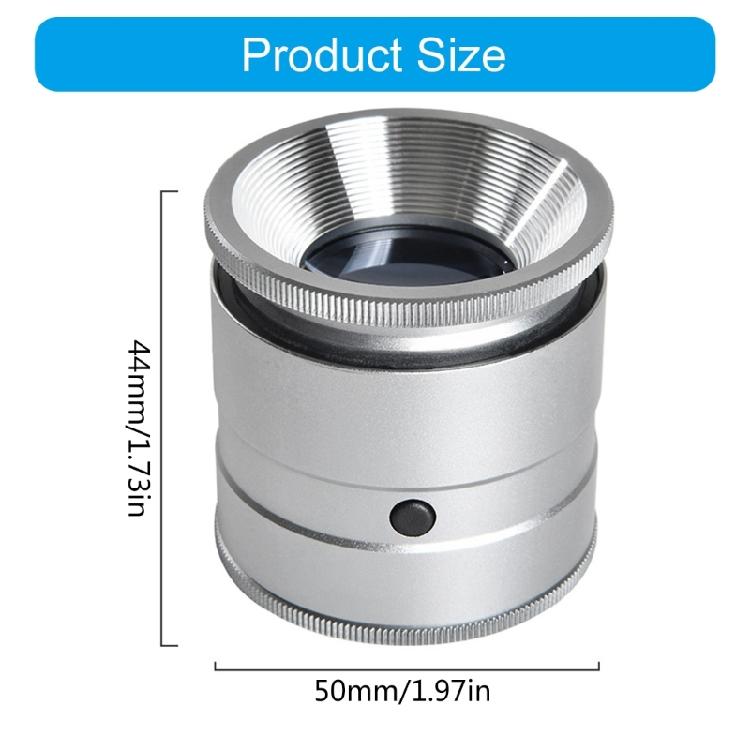 Lupe mit Skala LED-Licht 10X Vergrößerungsglas für Schmuck Briefmarkeninspektion Handheld Vergrößerungslinse Augenlupe