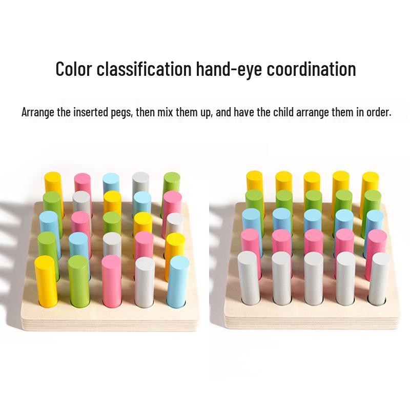 Montessori Sensory Integration Cylinder Peg Toy: Early Learning Educational Building Blocks for Kids.