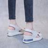 Women Soft Leather Peep Toe Thick Sole Muffin Wedge Sandals