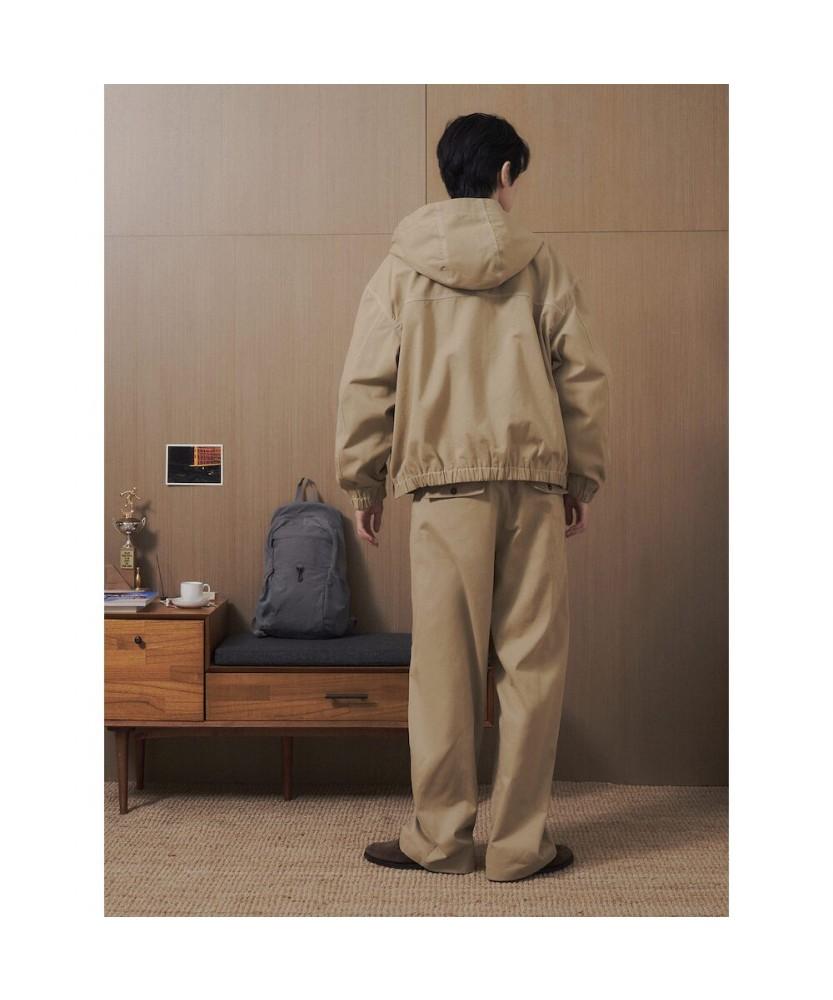 8SECONDS Cotton Double-Pleat Wide Pants Beige