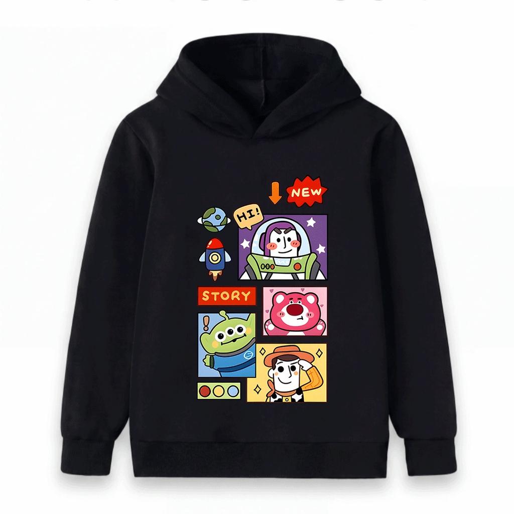 Kids Boys Girls Hoodie Cartoon Space Alien Bear Print Pullover Sweatshirt Casual Long Sleeve Top for Toddler Children