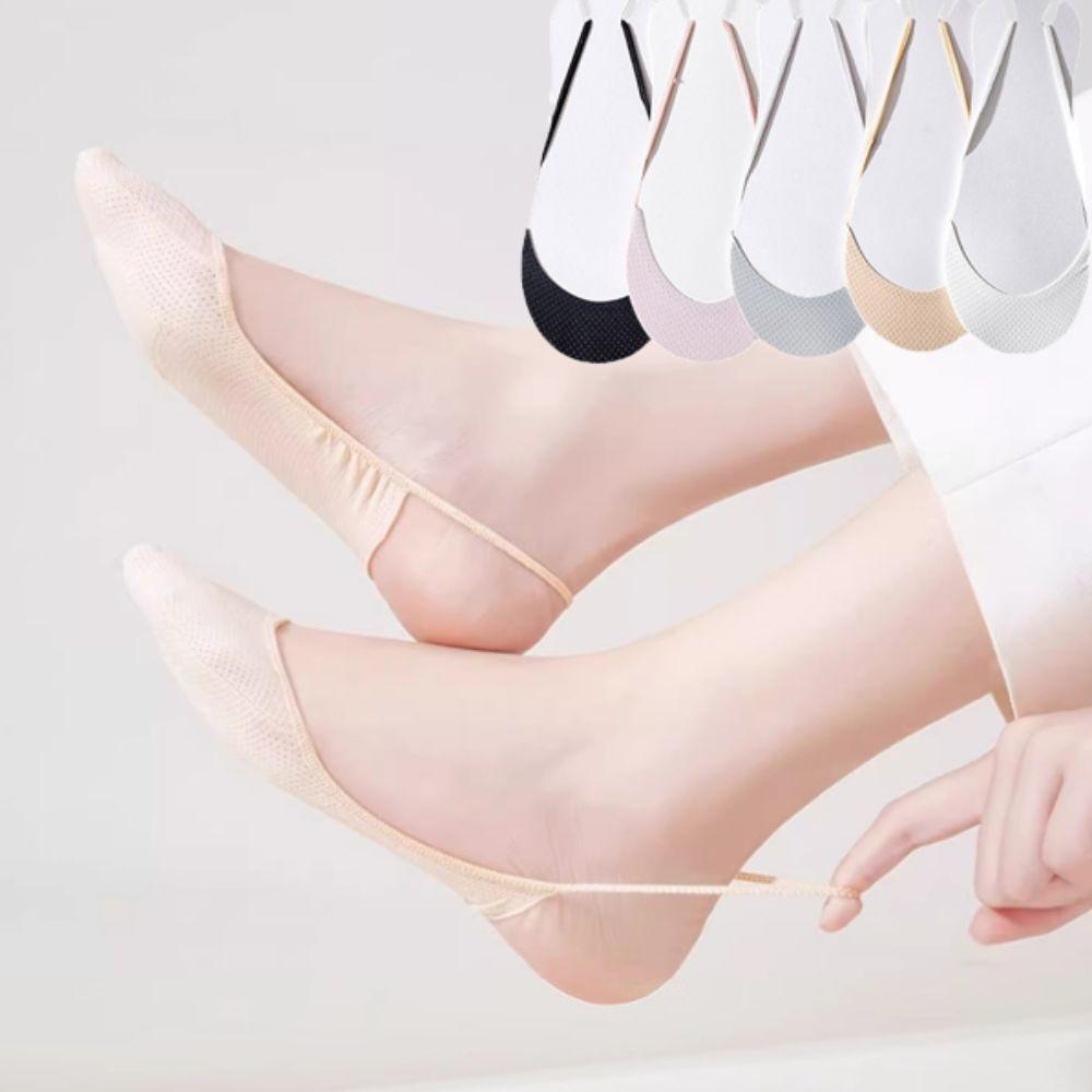 5Pairs Invisible Half Feet Socks Breathable Half Palm Socks Fashion Mesh Boat Socks  Summer