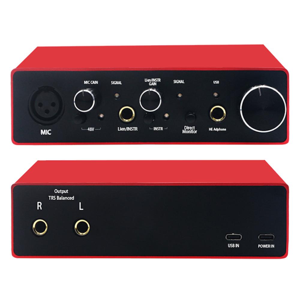 Interfejs audio usb x2 karta muzyczna 16bit 48v 23db 2vrms gitary dźwiękowy