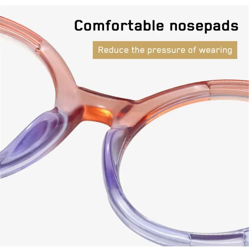 Personality Hollowed Out Large Round Frame Reading Glasses Multicolor Splicing Clear Lens Far Sight Glasses Diopter 0 To +4.0