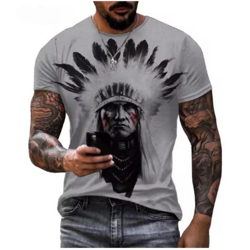 Indian 3D T-shirt Men's Casual O-neck Short Sleeve Indian Culture Printed Casual Summer Casa T-shirt