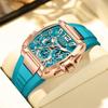 LIGE Nuovo Orologio da Uomo Cronografo Quarzo Quadrante Tonneau Dorato Sportivo Orologio Casual Moda Cinturino in Silicone Orologio da Uomo+Scatola