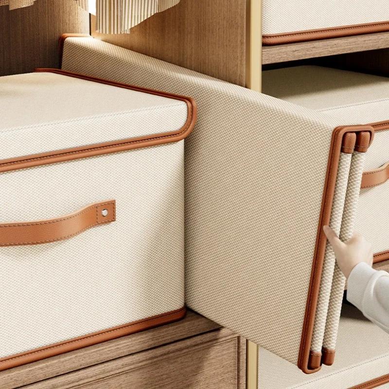 Dustproof Storage Box with Lid Large Capacity Foldable Clothes Storage Box Double Thickness Moisture-proof Storage Box