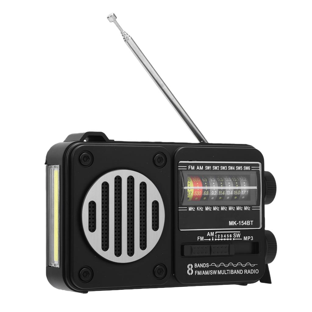 AM FM SW Radio USB Rechargeable Support Memory Card USB Playing Portable Bluetooth Radio with Flashlight Large Knob