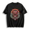 Retro Japanese Hannya Demon Print Trendy Casual Short Sleeve T-Shirt Pure Cotton T-shirt