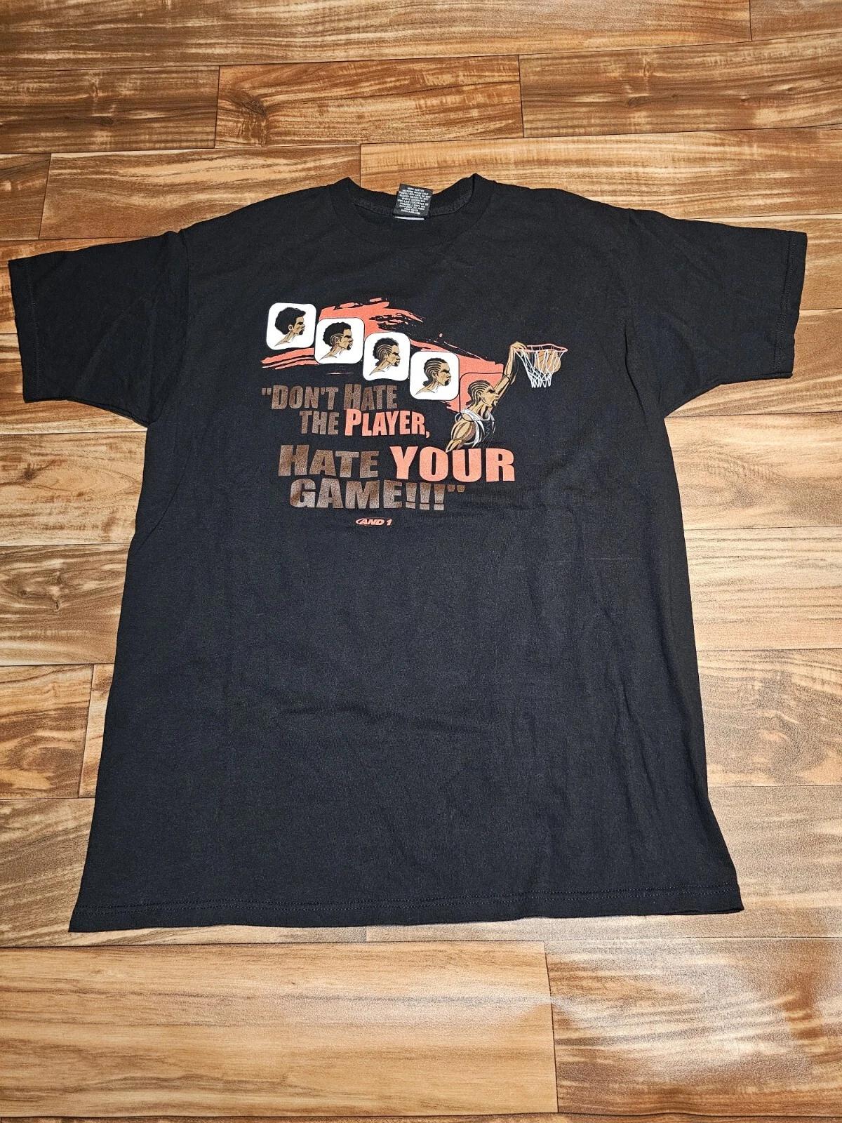 

Vintage Rare AND1 Trash Talk Don t Hate The Player Hate Your Game Black Shirt XL M