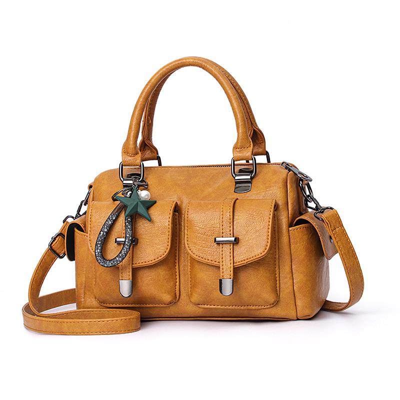 Trendy Bucket Style Shoulder Bag For Women Spacious Casual Pu Handbag With Chains