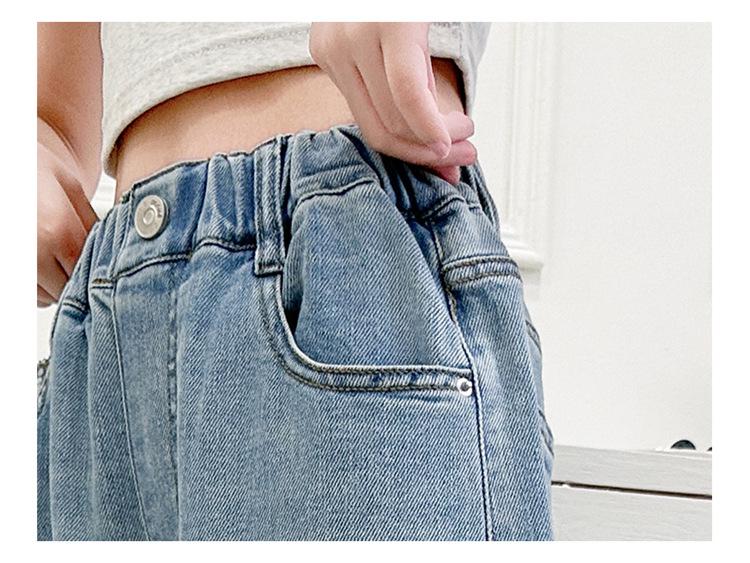 Girls' 2025 Fashionable Wide-Leg Jeans - Spring/Autumn Casual Stylish Straight-Leg Pants