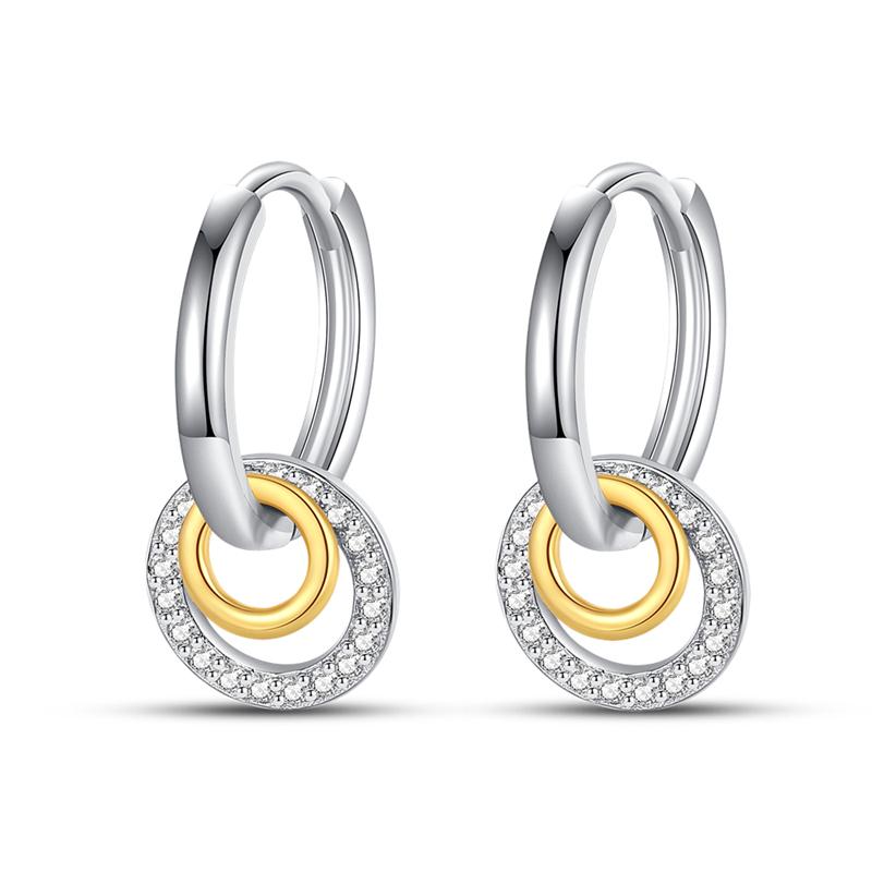 New 925 Silver Hoop Earrings For Woman Pendientes Zircon Heart Shape Star Eardrop Original Earring Fashion Jewelry