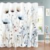 Beautiful Flowers Shower Curtain for Bathroom Blue Floral Romantic Wildflower Plants Nature Scenery Home Decor Curtain with Hook