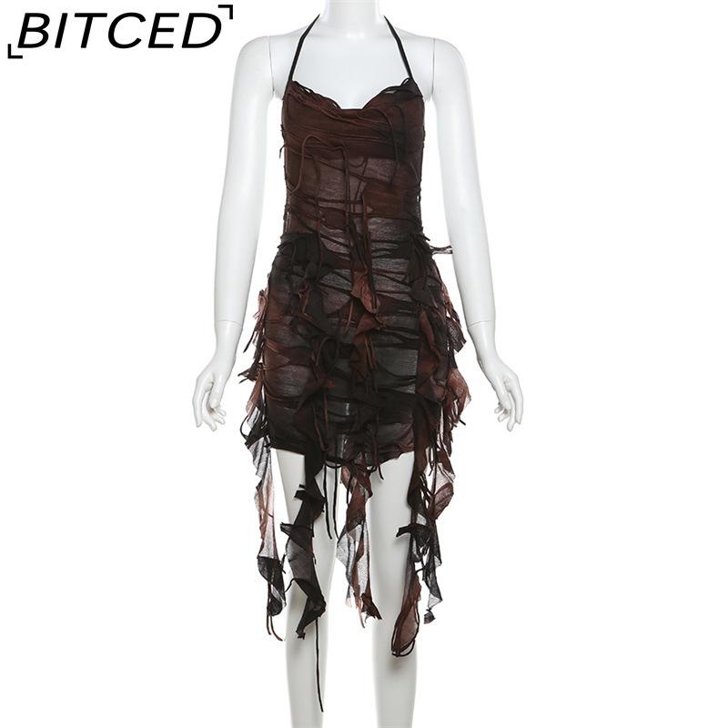 BITCED Summer Women's Solid-Color Slim-Fit High-Waisted Fashion Strapless Sexy Backless Dress