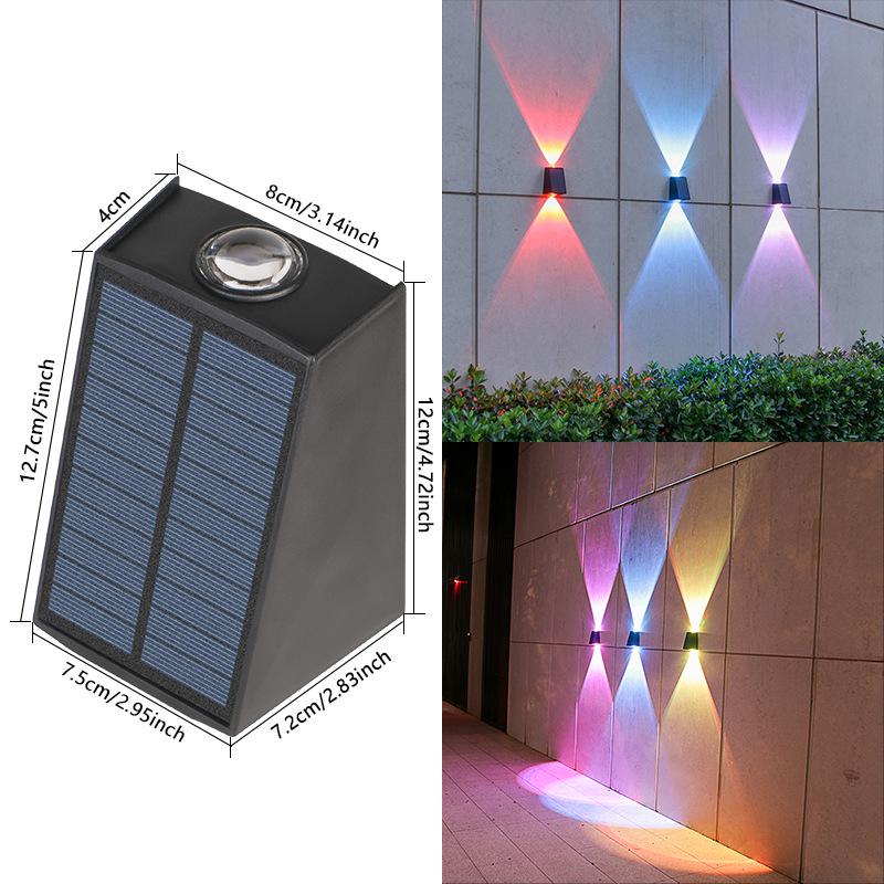 Solar Waterproof Wall Washer Light: Outdoor Courtyard Villa Decoration, Up/Down Lighting for Garden Atmosphere.