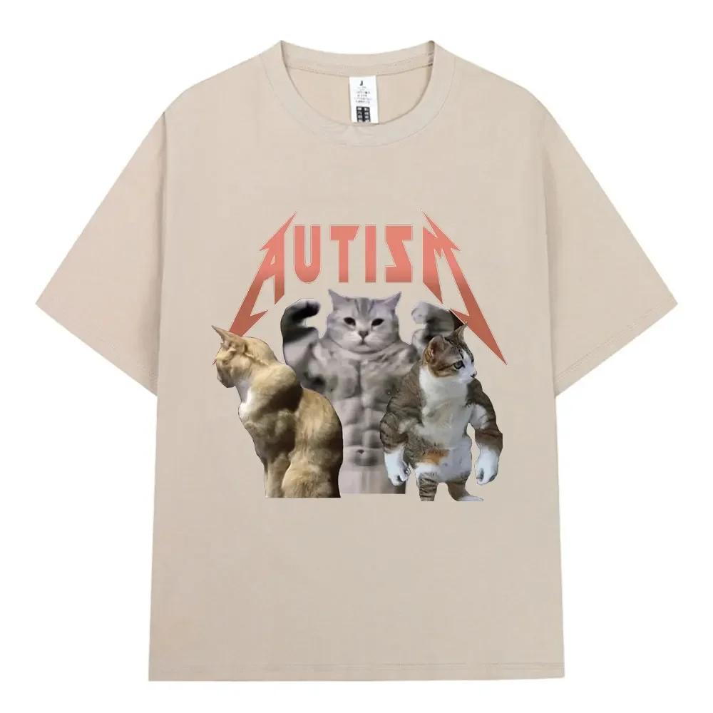 Buff Cats Autism Memory T-Shirt Fitness Gym Fashion Hip Hop Kurzarm T-Shirt Damen Sommer Bequemes T-Shirt