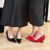 Fashion Eilyken Design Pointed Toe Wedges High Heels Women Pumps Silver Red Shoes Sexy Wedding Banquet Zapatos Mujer