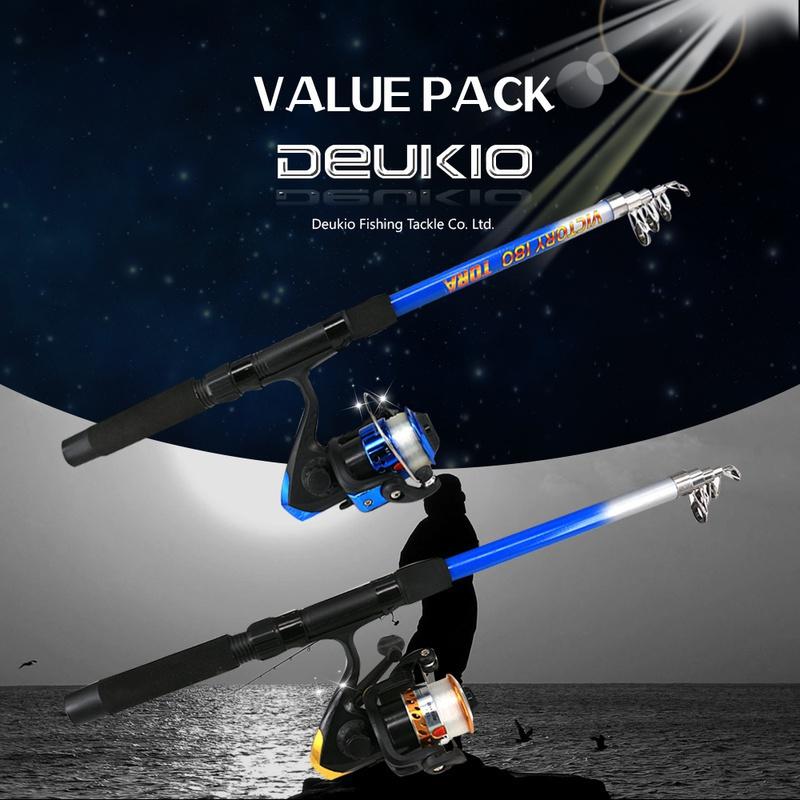 Neue tragbare 1,8 m Angelrutenkombination mit Rollentasche und Köderset, teleskopisch rotierende Fliegenrutenführung aus Kohlefaser, Reise-Meeresboot-Pesca-Köderset