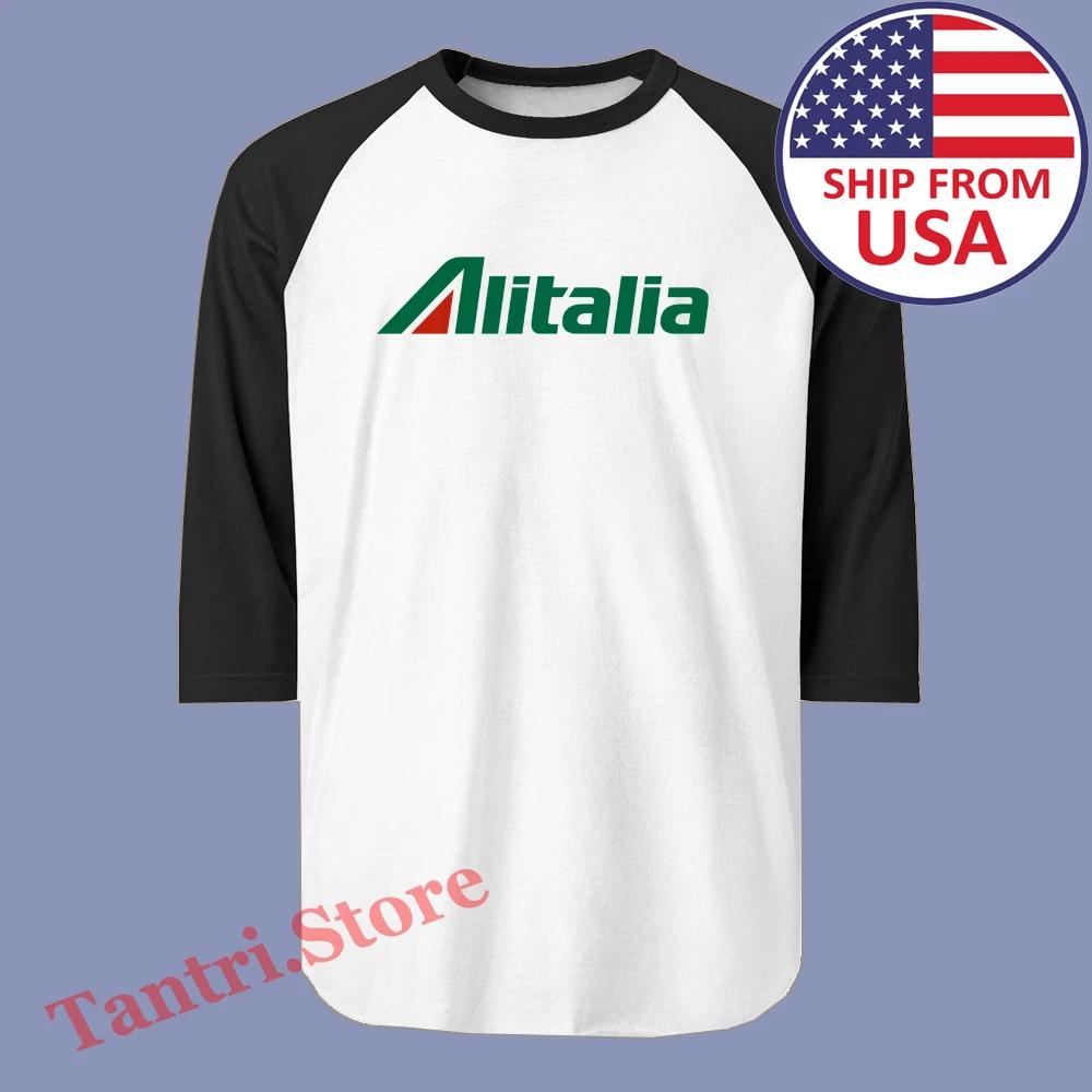 Alitalia Airlines Men s Raglan White Black Size S to 2XL M