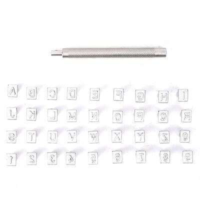 36 ks Sada razítek s písmeny a čísly DIY nástroj pro kožedělné řemeslo(6 mm )