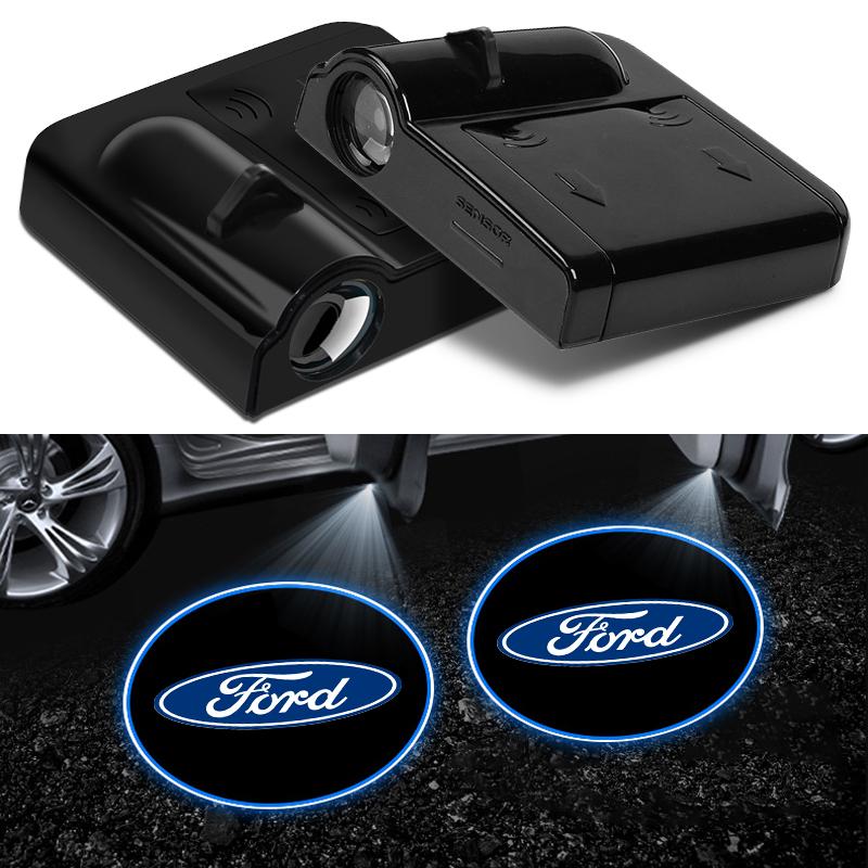 LED Car Door Welcome Lights Laser Projector Wireless Car HD Courtesy Lamp For Ford Mustang line Fiesta Escape Kuga Ecosport Ranger EXplorer stickers