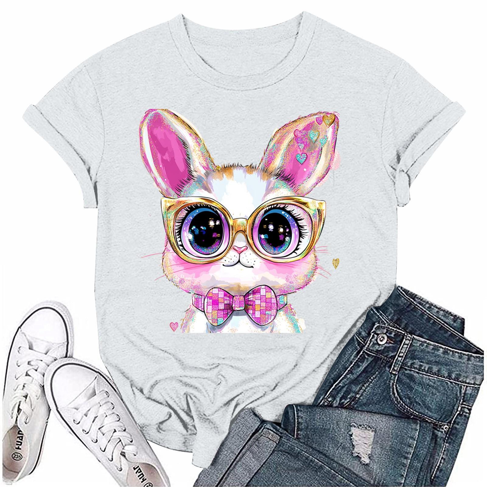 

Жіноча мода Принтована футболка з круглим вирізом та коротким рукавом Пуловер Топ XL білий