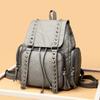 Fashion Rivets Backpacks for Women Shoulder Bags Soft Leather Daypack Luxury Travel Bag Large Capacity Schoolbag Female Bagpack