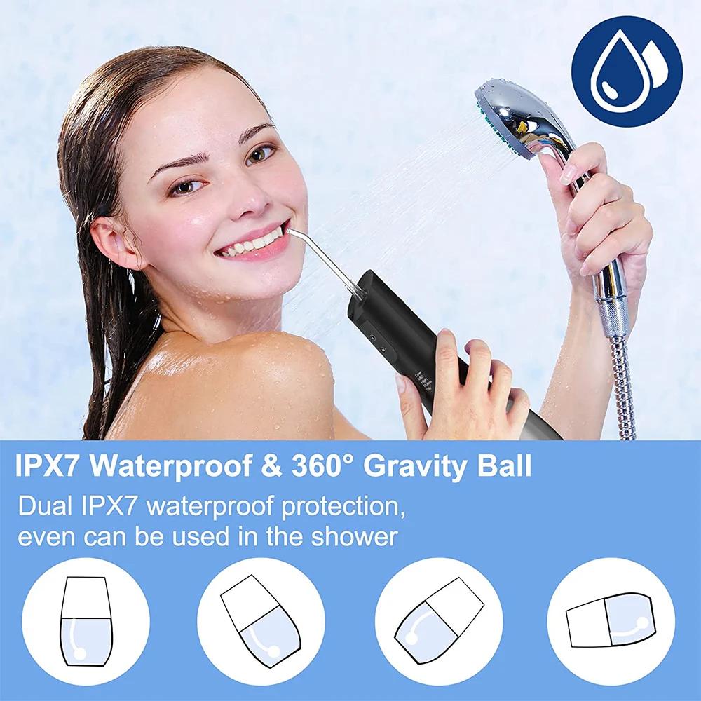 Oral Irrigator Portable Water Flosser Rechargeable 5 Modes IPX7 400ML Dental Water Jet for Cleaning Teeth