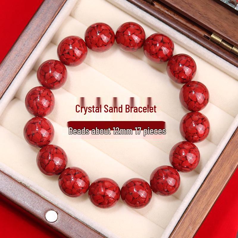 Lingxi Cinnabar Crystal Sand Bracelet with Raw Stone 