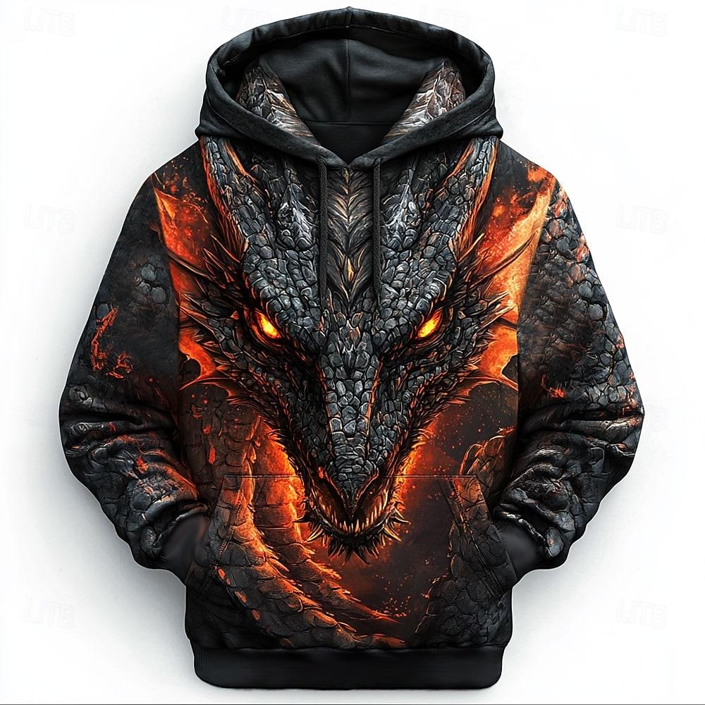 Herren 3D-Kapuzenpullover Sweatshirts Mode Cool Täglich Langarm Rundhalsausschnitt Party Urlaub Streetwear Herbst Winter Trainingsanzug Mantel