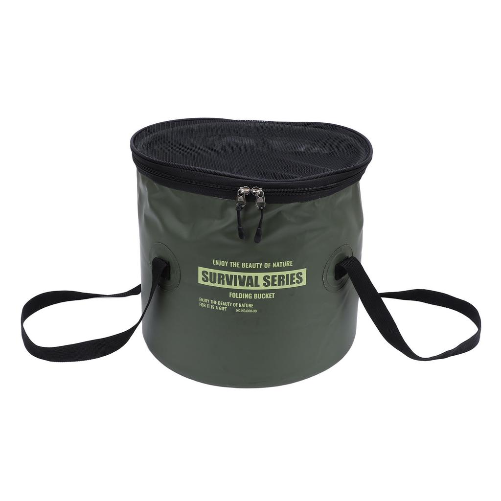 Cloth Folding Bucket with Mesh Pouch Portable Draining Basket Water Container for Outdoor Camping Fishing Car Washing