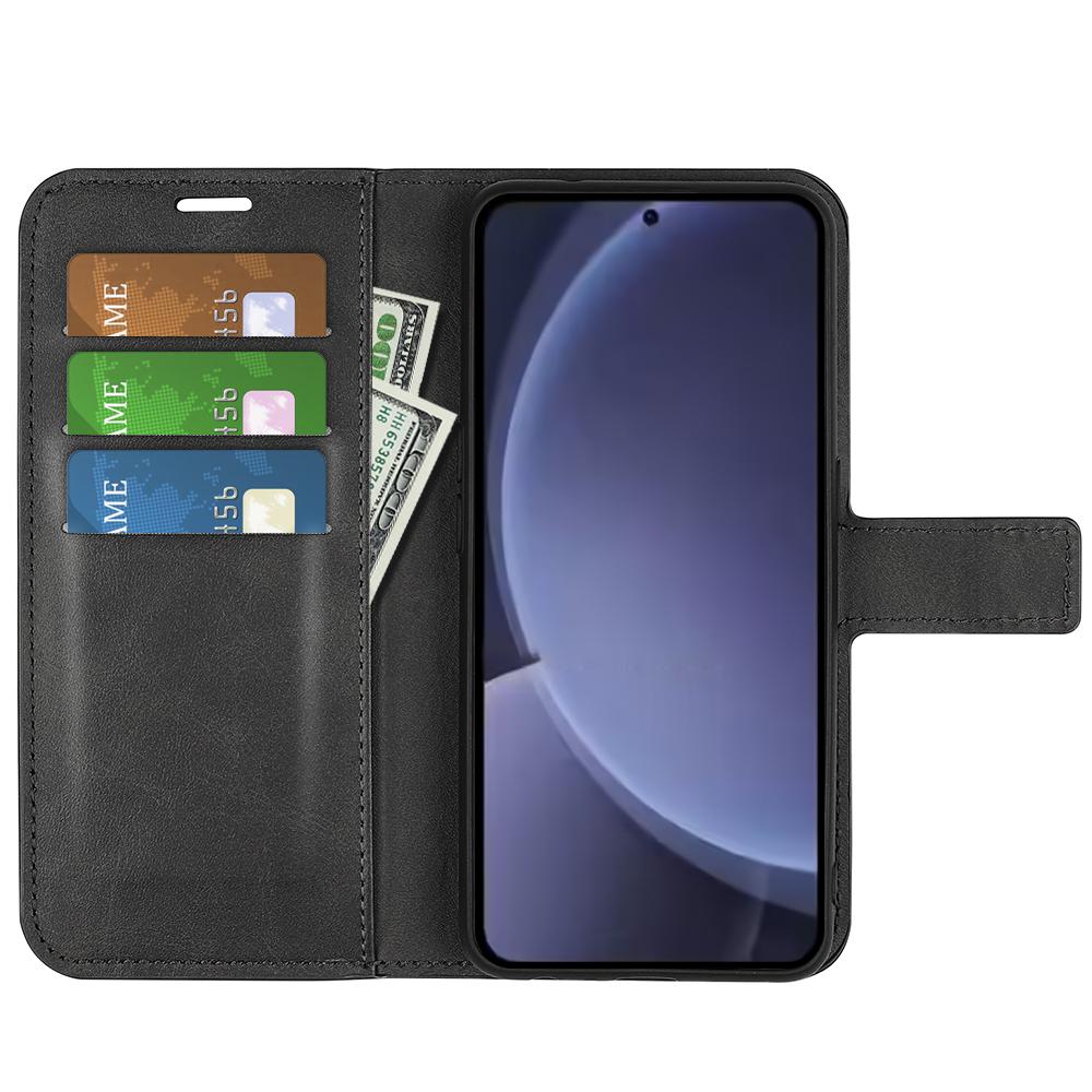 For Samsung Galaxy S25+ Stand Case Anti-Scratch Calf Texture Leather Phone Cover