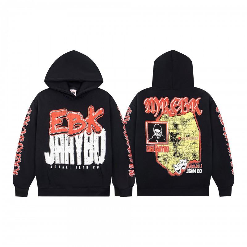 Vintage American Style Hooded Sweatshirt Set Loose Fit Winter Fleece Graphic Print Streetwear Youth
