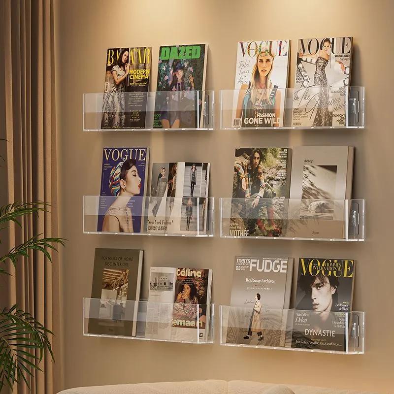Wall Vinyl Records Rack Acrylic Brochure Holder Hanging Child Picture Book Shelf Literature File Magazine Comic Display Stand