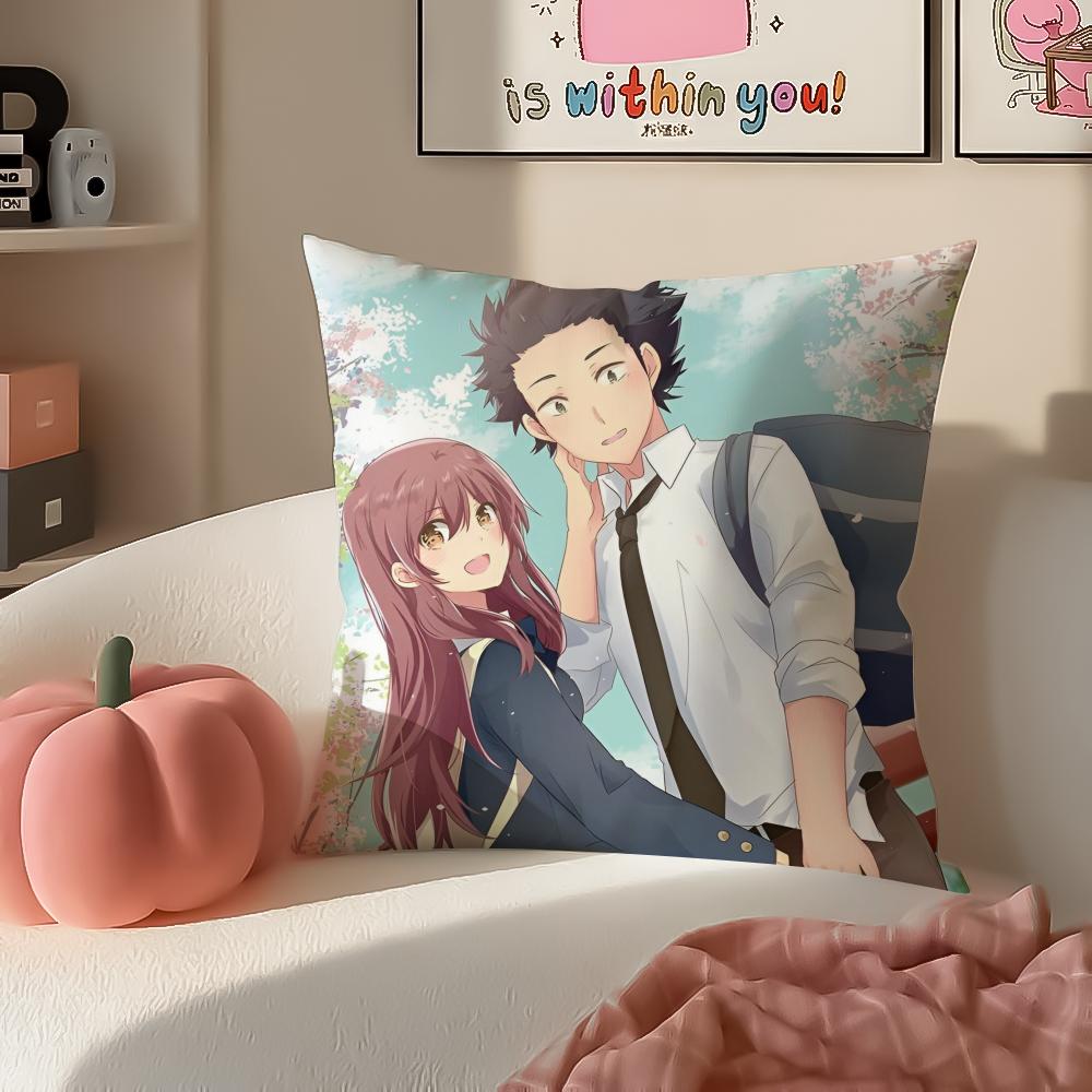 Katachi Healing Anime AA Silent Voice Cushion Cover Pillowcase Short Plush Invisible zipper Room Sofa Cushion Cover