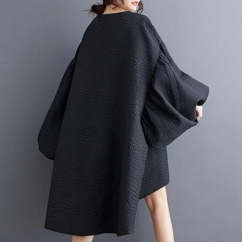 New Loose Fashion Craft Cloth Casual Temperament Lantern Sleeve Irregular Dresses
