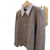 Spring and Autumn Break Two Shirt Collar Sweater Women's Simple Fashion Temperament Grey Lapel Pullover Knitted Sweater Top