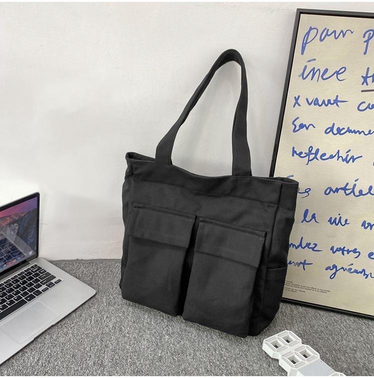 Canvas Bag Large Capacity Men Women's Shoulder Bag Student Class Hand Tote Bag
