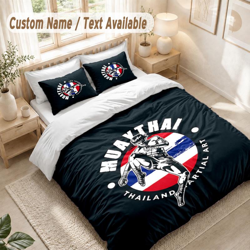 Muay Thai Gym Bedding Set, 1 Duvet Cover & 2 Pillowcases Soft Comfortable Bedroom Home Textile Decor