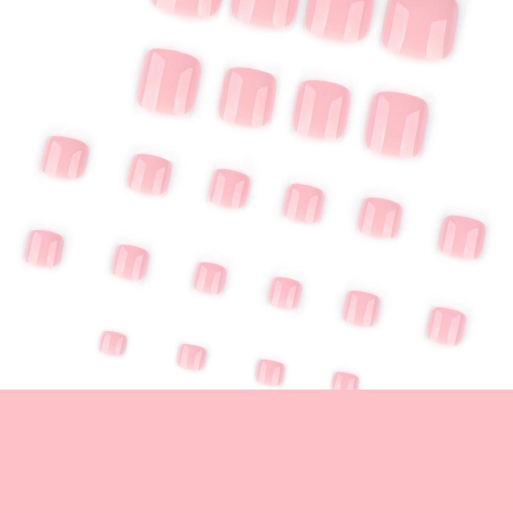 Nude Pink Solid Color Toe Nail Tips - Short Square Design, Wearable and Popular Nail Art.