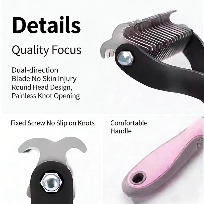 Dog Deshedding Brush Professional Pet Hair Knot Remover Non-slip Handle Grooming Tool for All Breeds Home & Salon Use