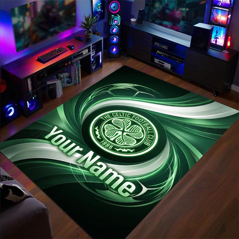 Crystal Velvet Rug Celtic FC Print Custom Name Text Floor Mat Home Decor
