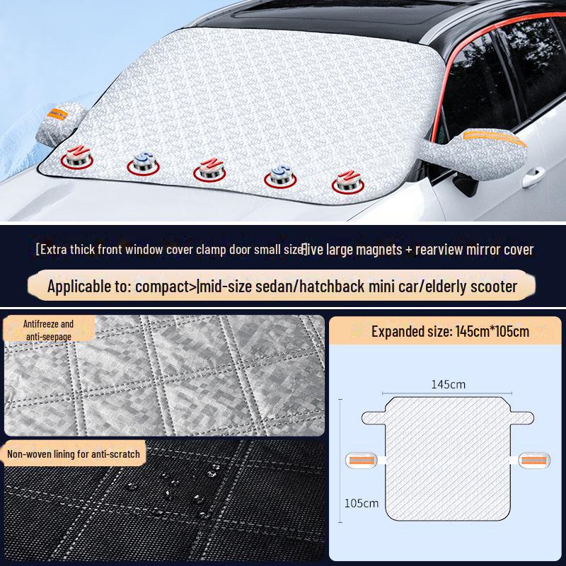 Car Windshield and Side Window Snow Shield - Anti-Frost Winter Cover and Sunshade