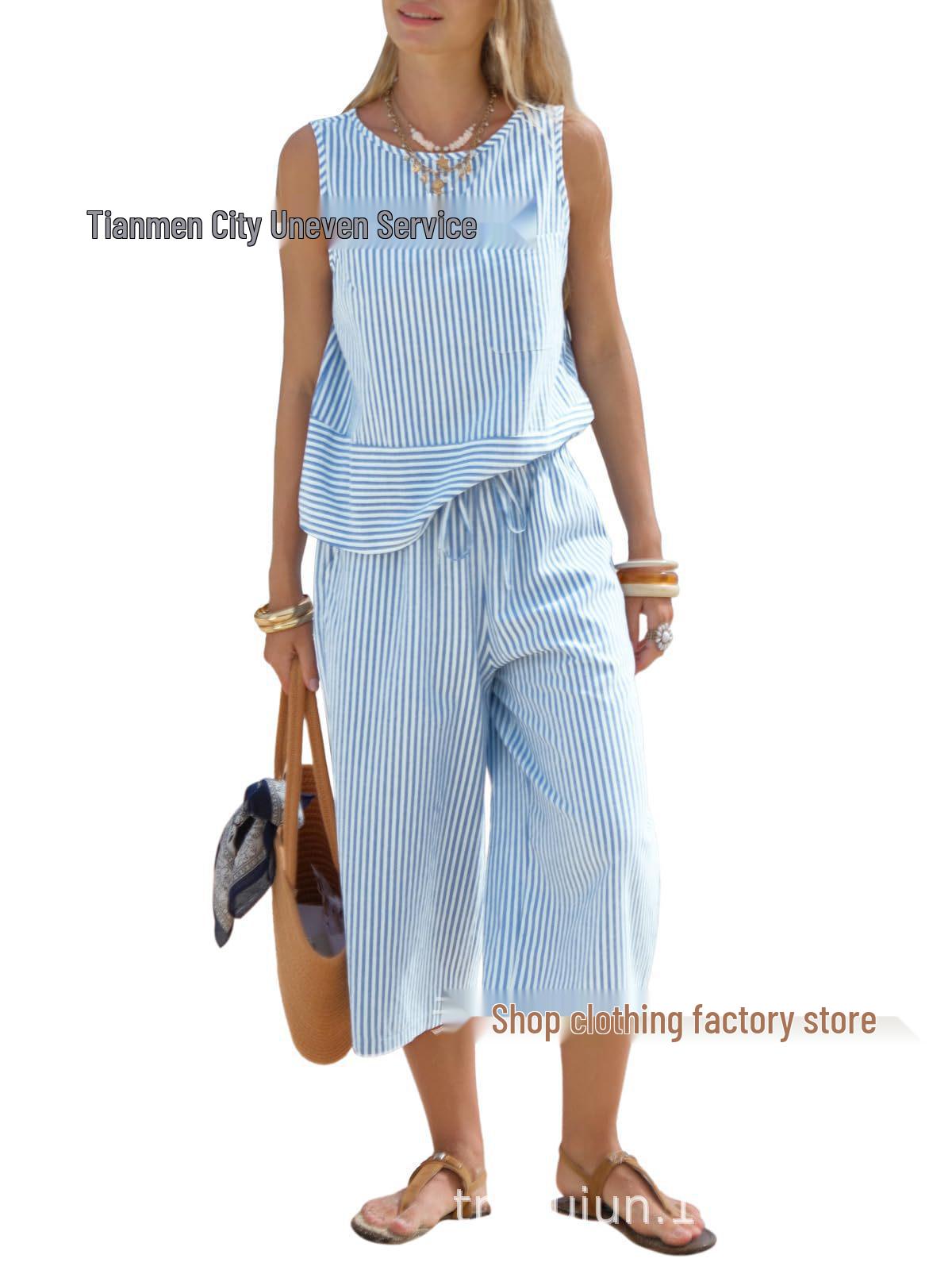 

2026 Summer European & American Women s Casual Two-Piece Set: Round Neck Short Sleeve Top & Shorts XXL