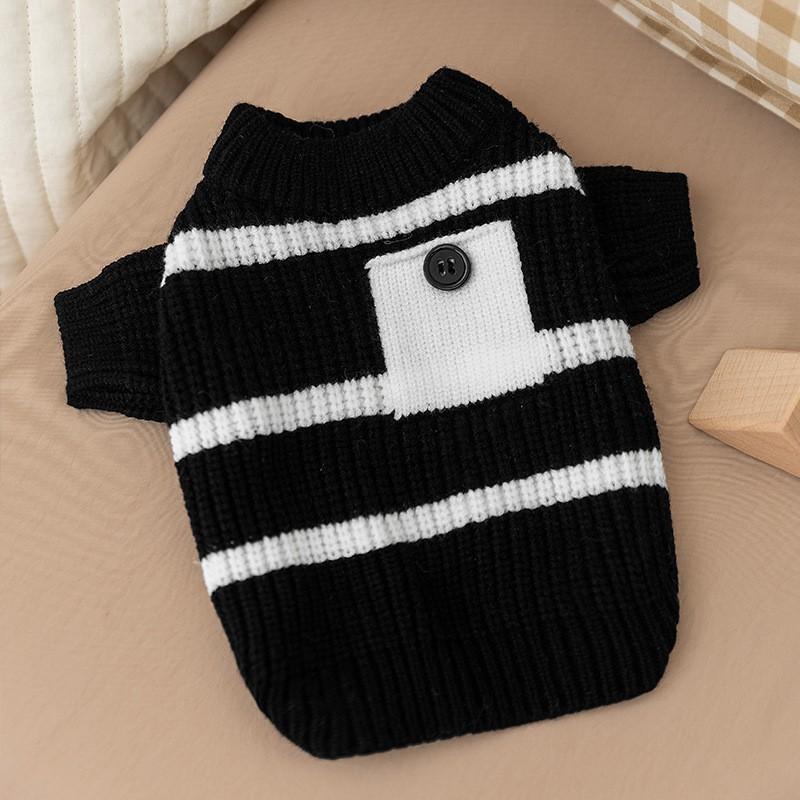 Dzianinowy Sweter dla Zwierząt z Wzorem Pustych Wiśni Ciepły Małe i Średnie Psy Koty Zima