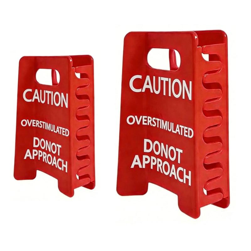 2PC Popular Caution Sign Hair Claw Clip Overstimulated Design Ponytail Holder for Thick Curly Fine Hair with Strong Grip